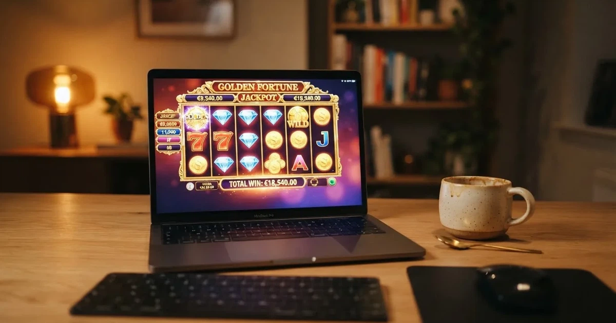 Bildschirm mit einer Rasteransicht mehrerer Jackpot-Automatenspiel-Kacheln.