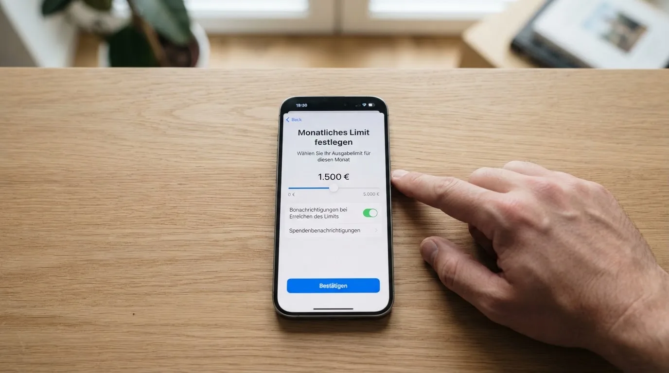 Bildschirmausschnitt eines Formulars zur Festlegung eines monatlichen Einzahlungslimits.